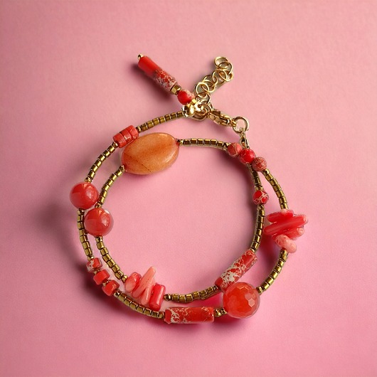 bransoletki z kamieni naturalnych Podwójna bransoletka ORANGE : summer collection : POMARAŃCZOWA