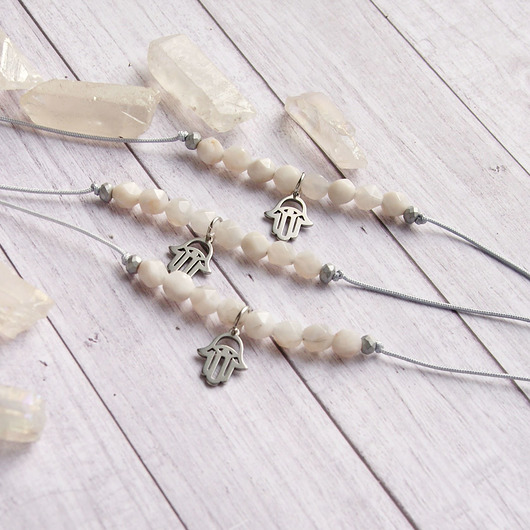 bransoletki z kamieni naturalnych Spokój, ochrona - agat  larimar & hamsa