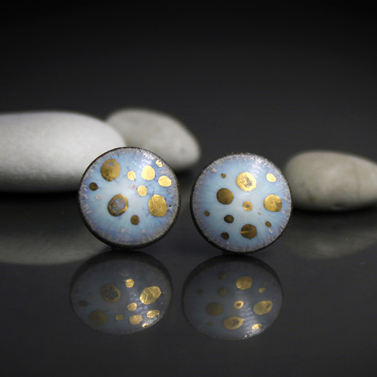 kolczyki ceramiczne NEBULA Gold 11mm /stal chirurgiczna/