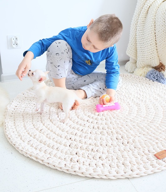 Dywan okrągły chunky gładki kremowy - kolory Made of Weaves