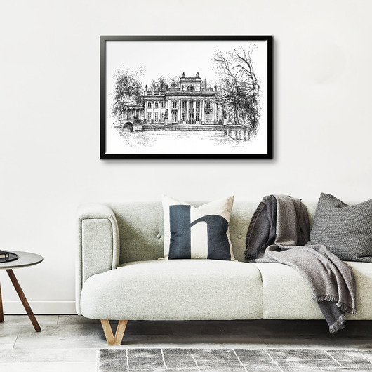 grafiki i ilustracje Łazienki Królewskie w Warszawie. Grafika art.print.