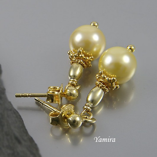 kolczyki - golden pearls yamira
