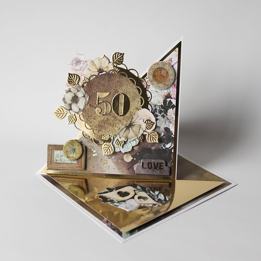 kartki scrapbooking 50 rocznica ślubu, złote gody, kartka 3d