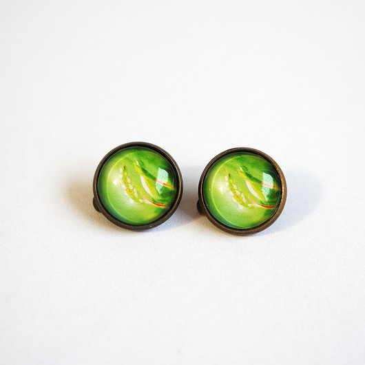 klipsy Klipsy - Zielone liście - brąz