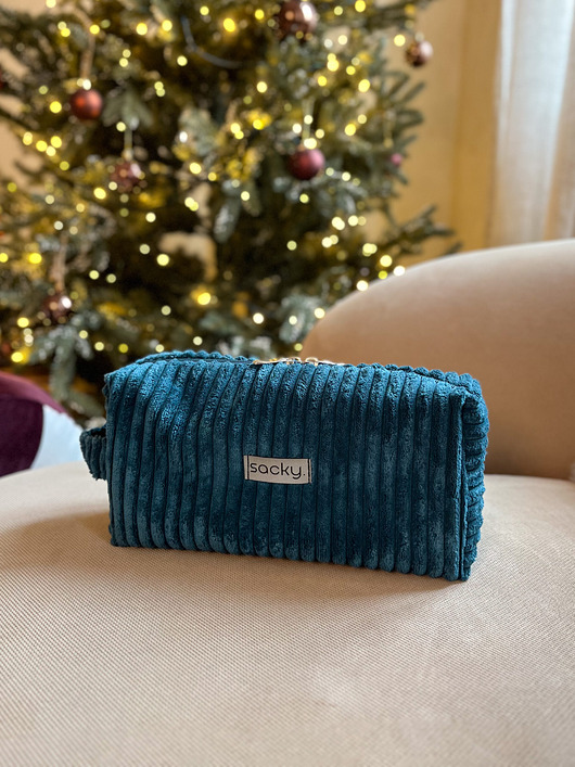 kosmetyczki Kosmetyczka sztruksowa boho turkus