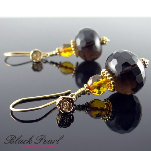 Royal Amber - kolczyki Black Pearl