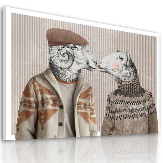 obrazy OBRAZ NA PŁÓTNIE -BARAN I OWCA 100x70cm