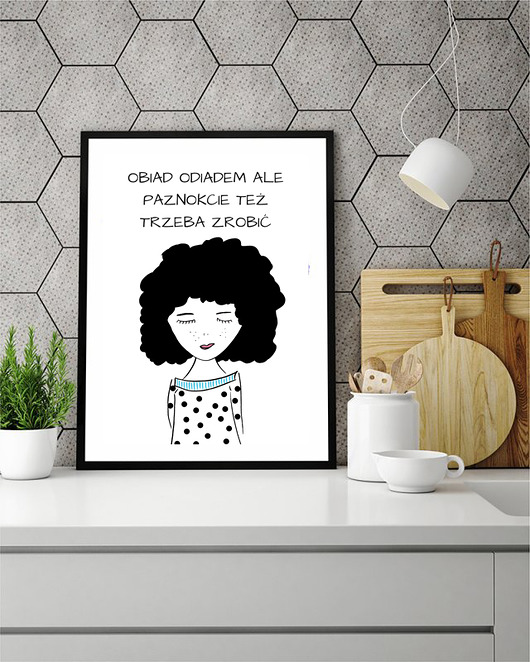 plakat A3 obiad obiadem ale paznokcie też trzeba MUKI design