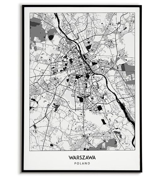 plakaty Plakat miasto POLSKA - WARSZAWA   obraz MAPA