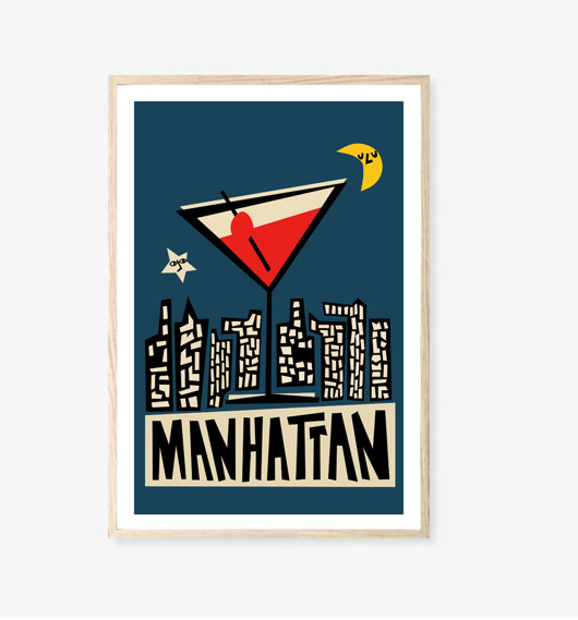plakaty PLAKAT drink  Manhattan grafika do baru kuchni