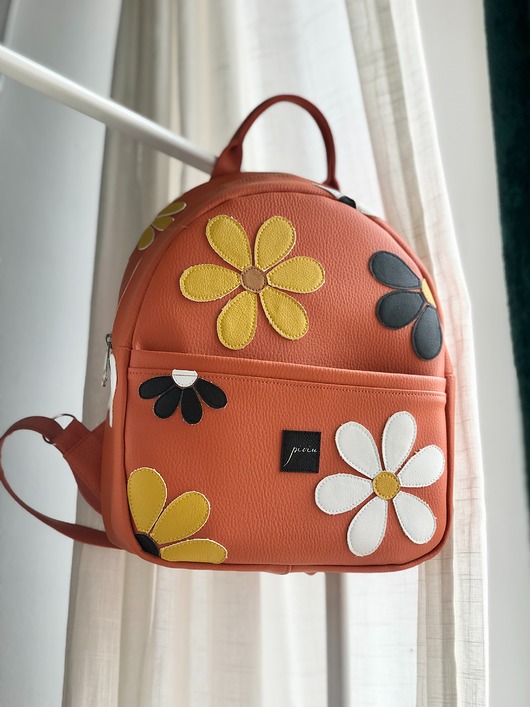 plecaki Plecak damski HIPPIE FLOWERS [POMARAŃCZ]