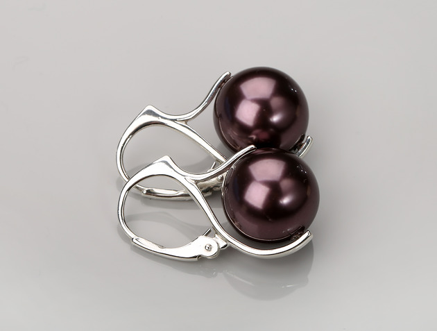 Kolczyki Swarovski Perła w objęciach - burgund mellody