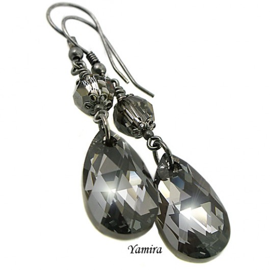 kryształ Swarovski Silver Night oxy (22mm) - kolczyki yamira