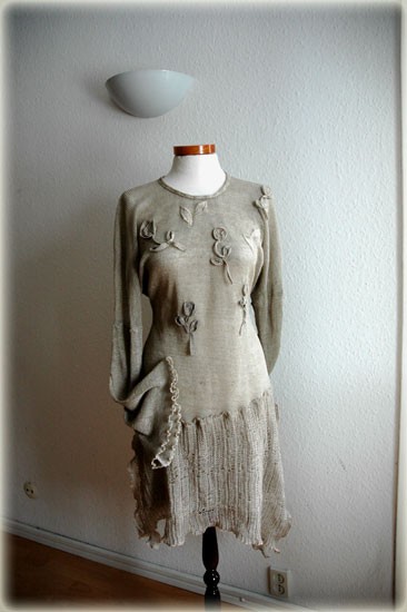 Grey Linen  Tunic malowane lnem