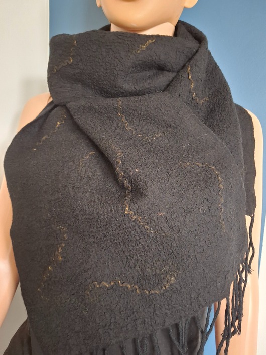szale damskie Szalik filcowany czarny