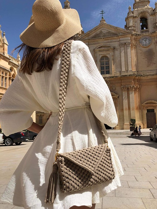 torby na ramię Letnia torebka ze sznurka handmade z chwostem