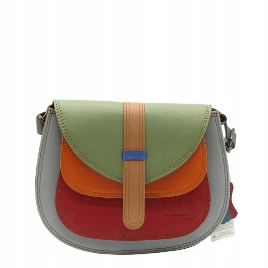 torby na ramię Torebka damska na ramię skórzana pojemna kolorowa ze skrawków eko OLIVKA