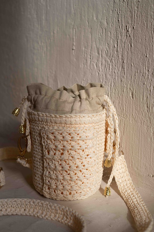 torebki mini Kuferek Mia, handmade, rafia, ivory