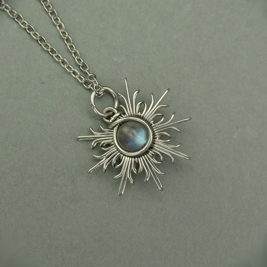 wisiory Wisiorek słoneczko niebieski labradoryt wire wrapping słońce