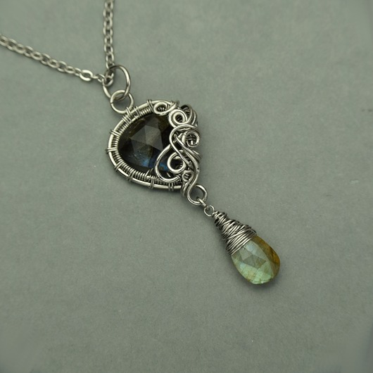 wisiory Wisiorek labradoryt wire wrapping
