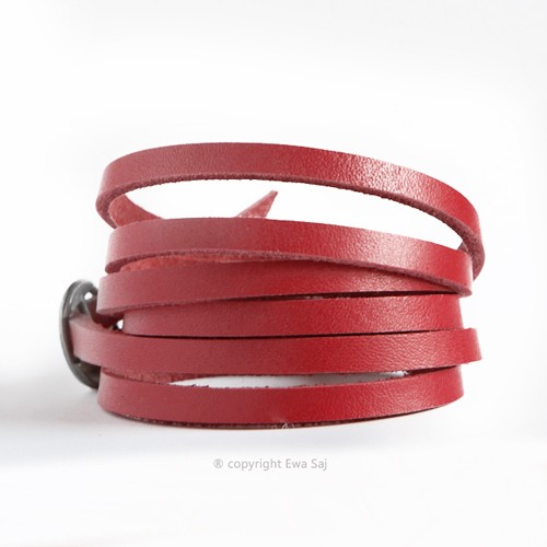 bransoletki skórzane Bransoletka - pasek - czerwony