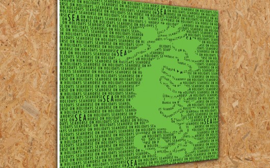 Foto board z KONIKIEM MORSKIM (zielone tło) deko boko
