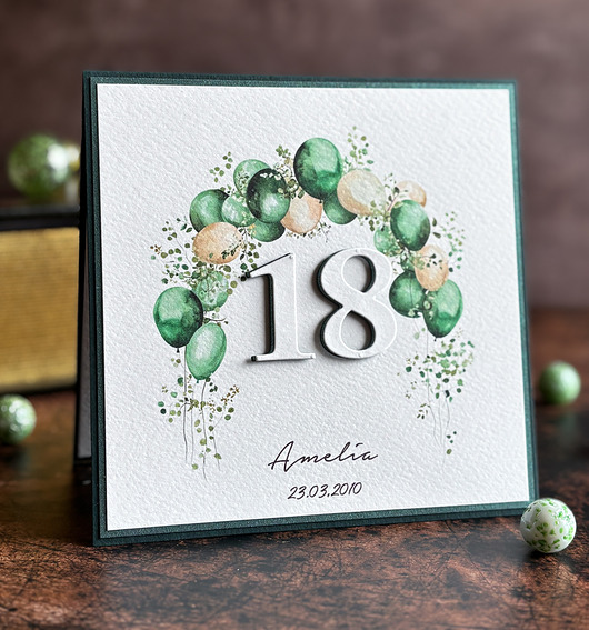 kartki scrapbooking Personalizowana kartka na 18. urodziny handmade, BH37