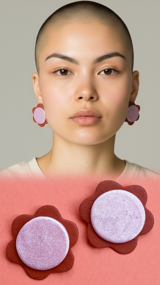 kolczyki z masy plastycznej Kolczyki Kwiatki Pearl