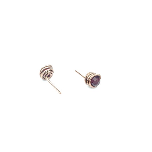 kolczyki wire wrapping Kolczyki sztyfty z rubinem