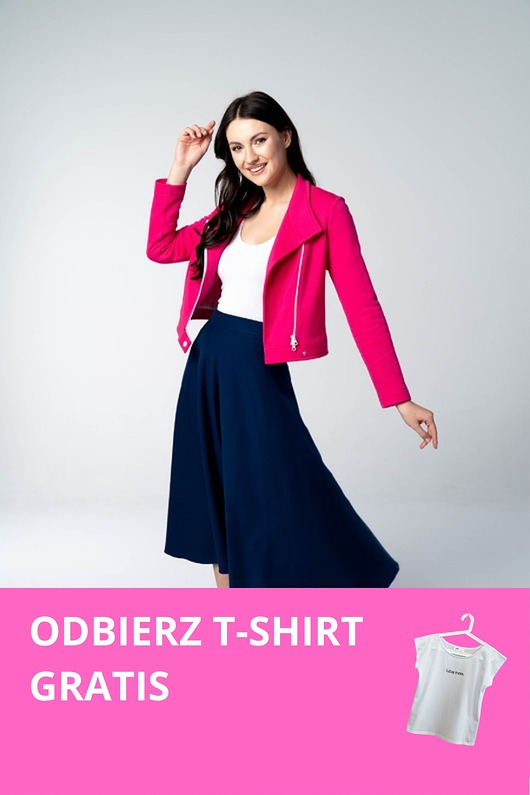 kurtki damskie Ramoneska damska Fuchsia Fever różowa z dresówki T-SHIRT GRATIS