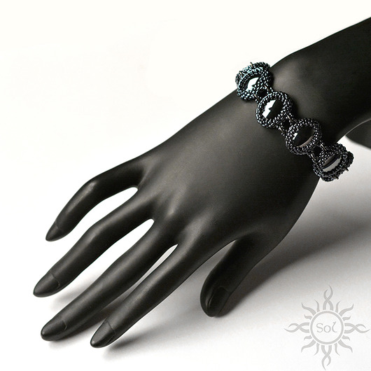 Vorös, bransoletka z hematytem, beading Sol
