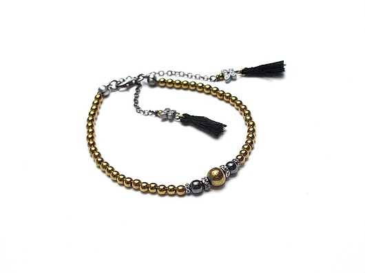 Hematite  line  - /gold - black/ - bransoletka Katia i krokodyl