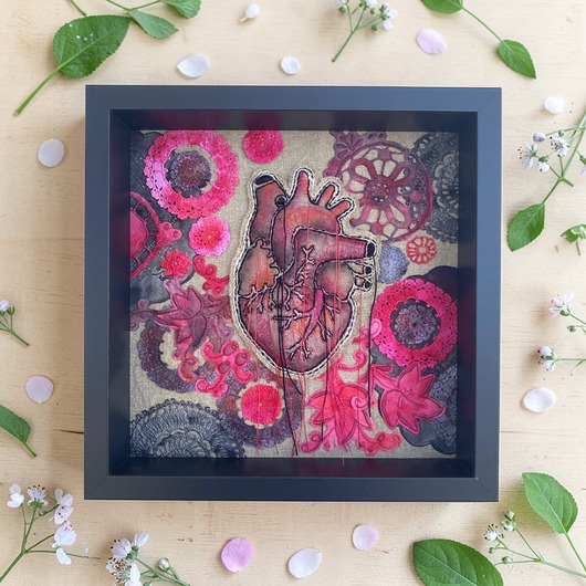 obrazy Obraz malowany i haftowany serce anatomiczne 3D.