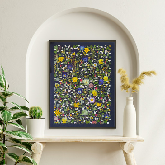 obrazy Obraz z suszonych naturalnych kwiatów 30x40 wiosenne kwiaty