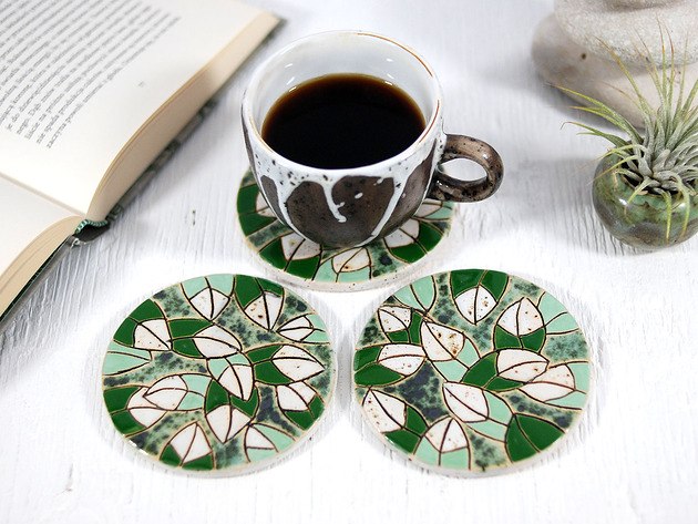 Ceramiczne podkładki pod kubek - boho 10FingersArt