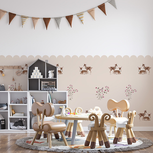 naklejki ścienne do pokoju dziecka Naklejka Lamperia-jelonki-beige