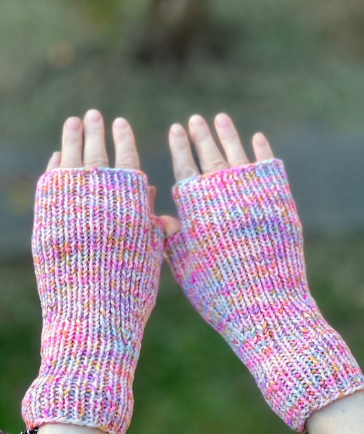 rękawiczki damskie Kolorowe jesienne wełniane  mitenki  różowa posypka mix