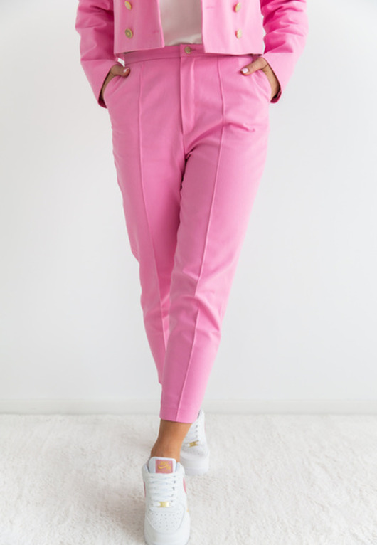 spodnie materiałowe damskie Spodnie barbie pink
