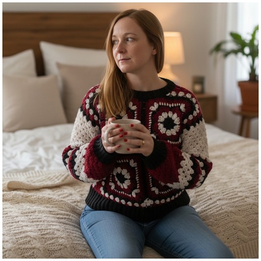swetry damskie Sweter szydełkowy "Zimowe popołudnie"