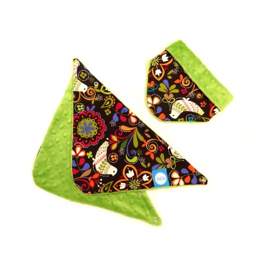 APASZKA DWUSTRONNA z minky  FOLK/ZIELONY GuGa DESIGN