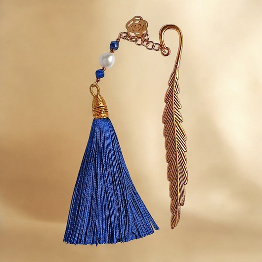 zakładki do książek Zakładka PREMIUM : lapis lazuli, perła : GRANATOWA