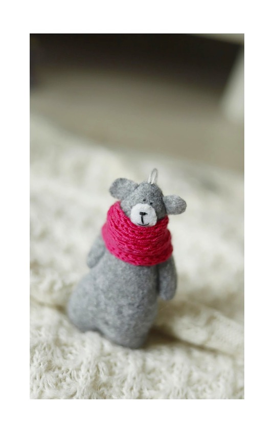 dekoracje świąteczne Zawieszka miś w szaliku, na choinkę/ do torebki