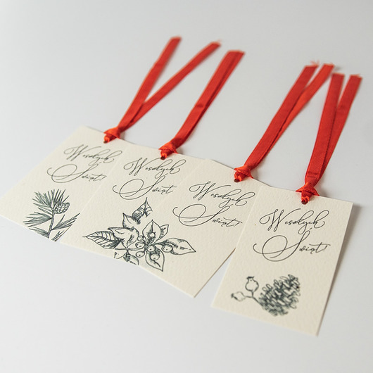 kartki świąteczne Bileciki do prezentów świątecznych 12 szt