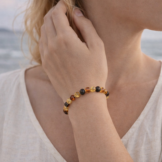 bransoletki z kamieni naturalnych Delikatna bransoletka z bursztynu bałtyckiego, boho handmade