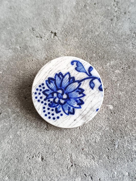broszki Broszka z kobaltowym kwiatem