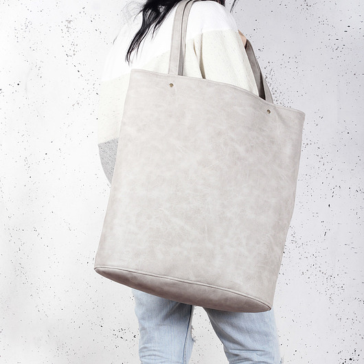 Mega Shopper bag beż na zamek / na codzień hairoo