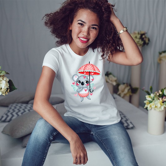 Koszulka damska biała Słodki koala ART ORGANIC