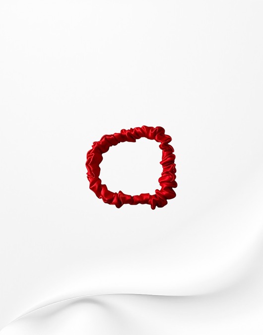 gumki do włosów Jedwabna scrunchie gumka frotka wąska micro czerwona