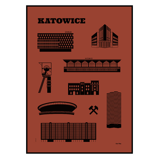 KATOWICE RETRO / cegła / sitodruk  Gra Fika