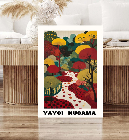 grafiki i ilustracje PLAKAT dekoracyjny , las Yayoi Kusama, abstrakcja kolorowa